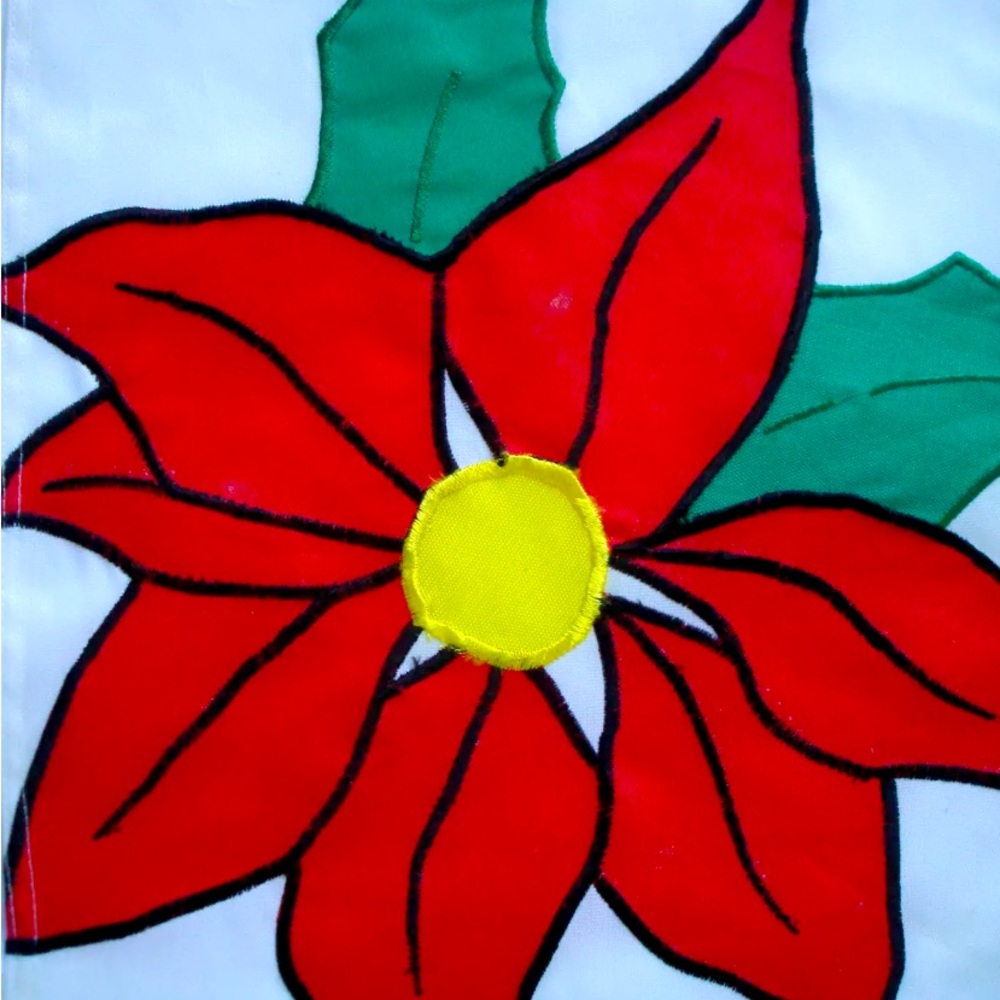 CHRISTMAS POINSETTIA FLORALGARDEN FLAG HEAVY NYLON 28" x 40"